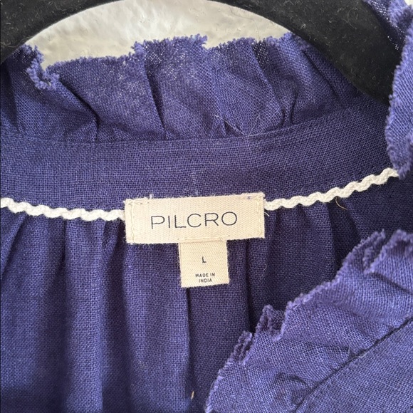 Anthropologie The Tavi Buttondown Navy Floral Blouse Pilcro: Embroidered Edition - Picture 5 of 12